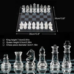 K9 Glass Chess Set Transparent Frosted