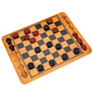 Solid Wood Checkers Set – Red & Black